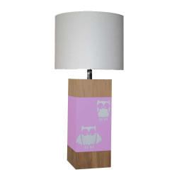 Petite lampe avec hibou rose