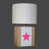 Lampe de chevet étoile rose abat-jour blanc