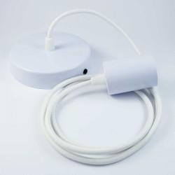 Suspension fil �lectrique tissu blanc