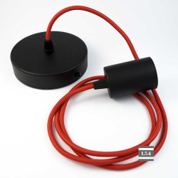 Suspension fil �lectrique tissu rouge
