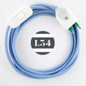 Cordon electrique tissu bleu océan avec interrupteur et fiche blanc