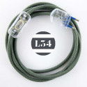 Cordon electrique tissu gris vert avec interrupteur et fiche transparent