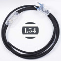 Cordon electrique tissu noir soie avec interrupteur et fiche transparent