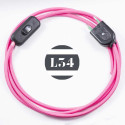 Cordon electrique tissu fuchsia soie avec interrupteur et fiche noir