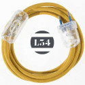 Cordon electrique tissu jaune doré coton avec interrupteur et fiche transparent