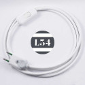 Cordon electrique tissu blanc soie avec interrupteur et fiche blanc