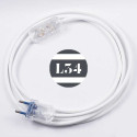 Cordon electrique tissu blanc soie avec interrupteur et fiche transparent - 1