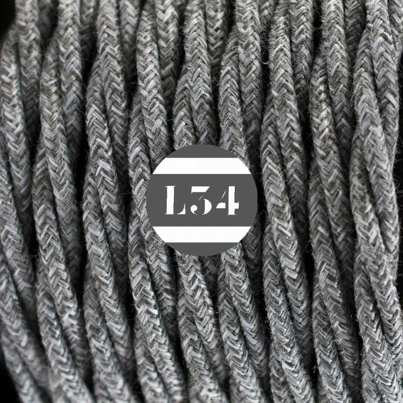 Fil électrique torsadé en coton gris chiné Fil électrique torsadé en coton gris chiné