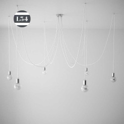 Suspension 6 fils blancs douilles chromées
