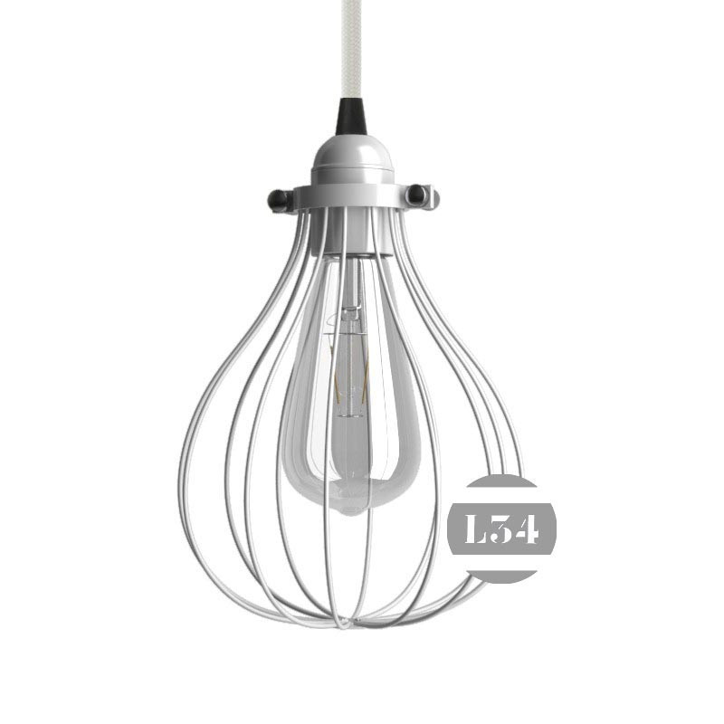 Luminaire cage en métal blanc à suspendre Luminaire cage en métal blanc à suspendre