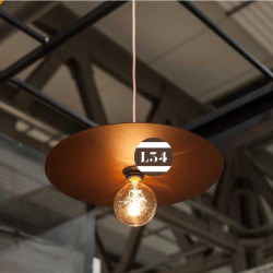 Luminaire design rond couleur rouille