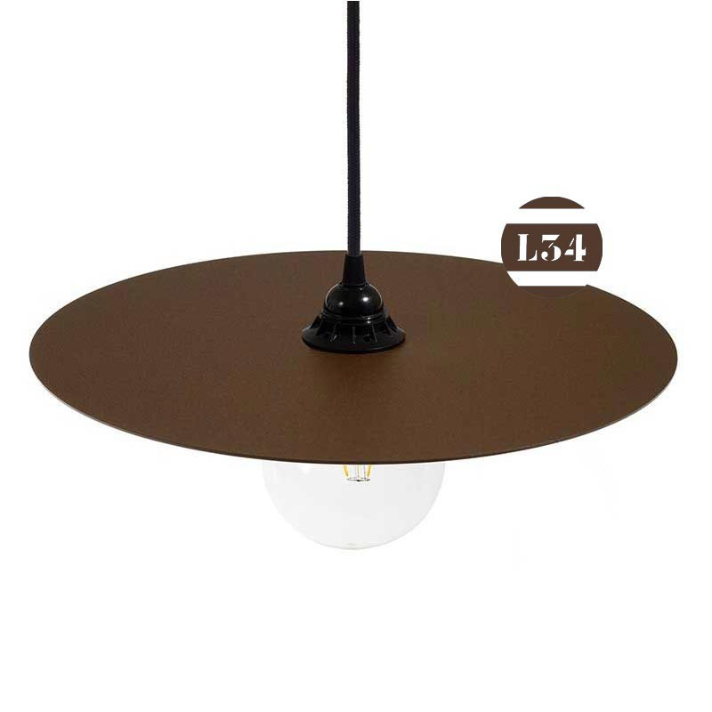 Luminaire design rond couleur rouille