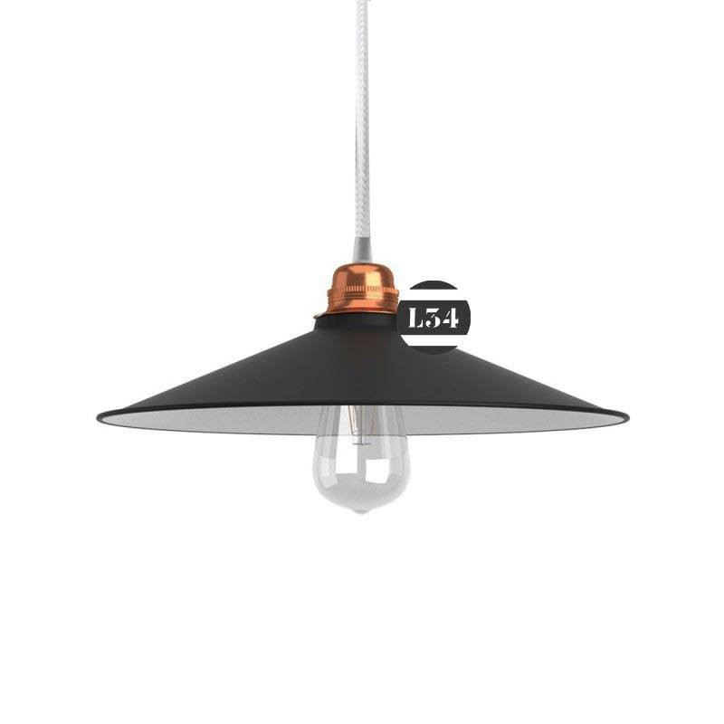 Suspension métal noir intérieur blanc Suspension métal noir intérieur blanc
