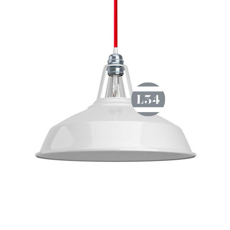 Suspension blanche industrielle en métal 38cm Suspension blanche industrielle en métal 38cm