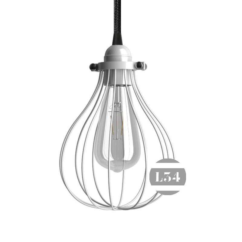 Luminaire cage en métal blanc à suspendre Luminaire cage en métal blanc à suspendre