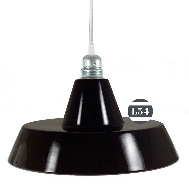 Suspension en émail noir intérieur cuivre Suspension en émail noir intérieur cuivre