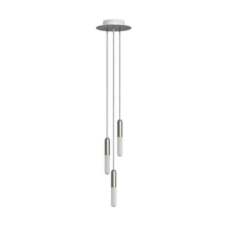 Suspension triple chromée avec ampoules Suspension triple chromée avec ampoules