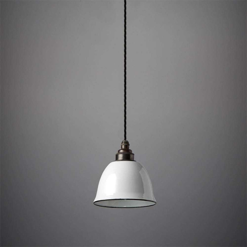 Suspension cloche émaillée blanche