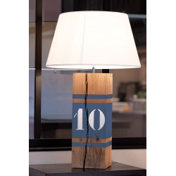 Grande lampe en bois L34 gris bleu