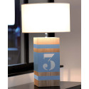 Lampe bois Up M gris bleu