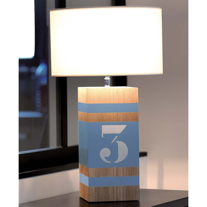 Lampe en chêne gris bleu Lampe en chêne gris bleu