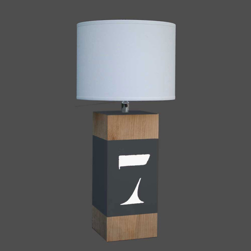 Petite lampe en chêne anthracite