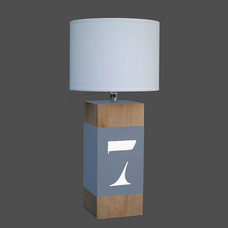 Petite lampe en chêne gris bleu