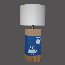 Petite lampe avec hibou bleu nuit
