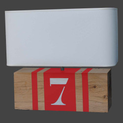 Lampe bois rouge Brick XL