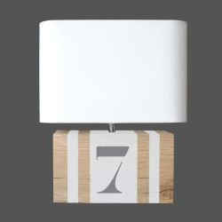 Lampe bois L34 personnalisable blanc