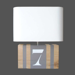 Lampe bois taupe Brick M