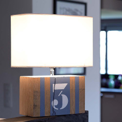 Lampe bois L34 personnalisable gris bleu