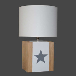 Lampe de chevet étoile taupe abat-jour blanc