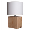 Petite lampe bois brut Brick S abat-jour blanc