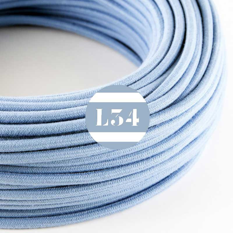 fil électrique tissu bleu océan coton