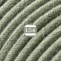 fil électrique tissu gris vert coton