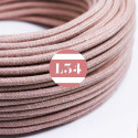 Câble électrique textile ZigZag vieux rose et lin