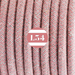 fil électrique tissu ZigZag vieux rose et lin