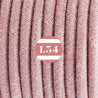 fil électrique tissu ZigZag vieux rose et lin