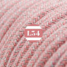 fil électrique tissu ZigZag vieux rose et lin