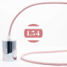 fil électrique tissu ZigZag vieux rose et lin