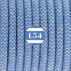 fil électrique tissu ZigZag bleu et lin