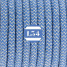 fil électrique tissu ZigZag bleu et lin