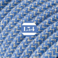 fil électrique tissu ZigZag bleu et lin