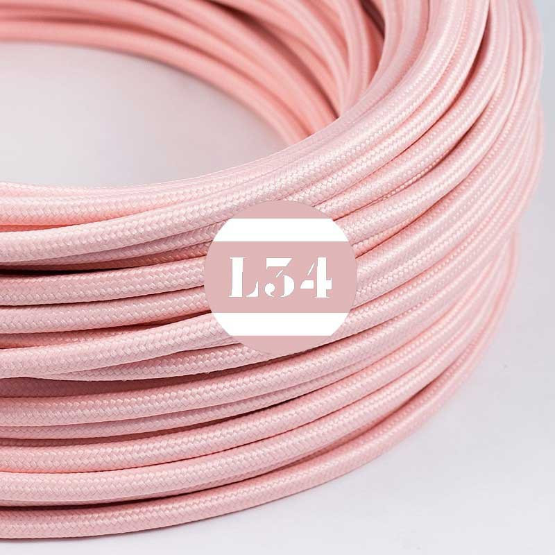 Câble électrique textile rose baby soie
