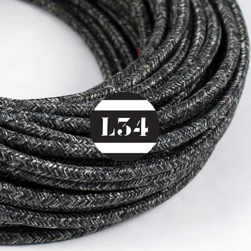 fil électrique tissu anthracite lin naturel