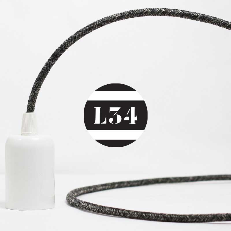 Câble électrique Torsadé Tissu Lin Naturel Anthracite - 2x0.75 Mm², Longueur 5 Mètres, Neuf
