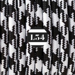 fil électrique tissu noir et blanc soie