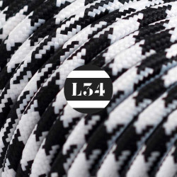 fil électrique tissu noir et blanc soie