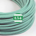 Câble électrique textile ZigZag vert et blanc